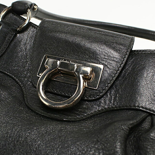 中古 フェラガモ ハンドバッグ レディース ブランド FERRAGAMO ガンチーニ レザー 21 5370 ブラック USDFR114935011