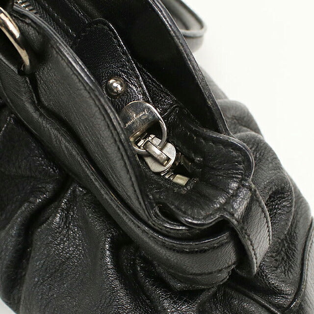 中古 フェラガモ ハンドバッグ レディース ブランド FERRAGAMO ガンチーニ レザー 21 5370 ブラック USDFR114935011