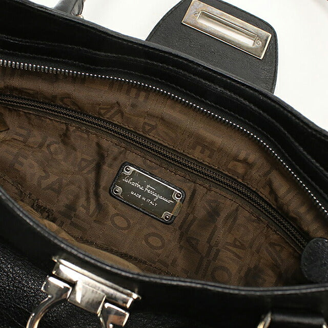 中古 フェラガモ ハンドバッグ レディース ブランド FERRAGAMO ガンチーニ レザー 21 5370 ブラック USDFR114935011