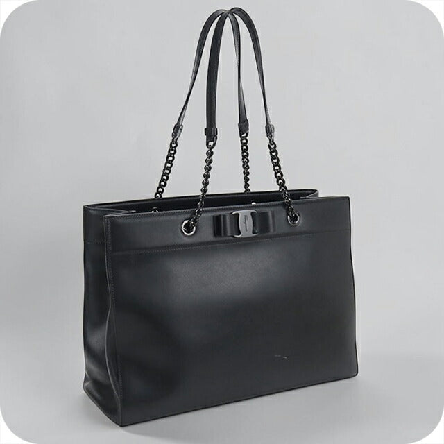 中古 フェラガモ トートバッグ レディース ブランド FERRAGAMO ヴァラリボン 21 H500 ブラック USDFR114978011