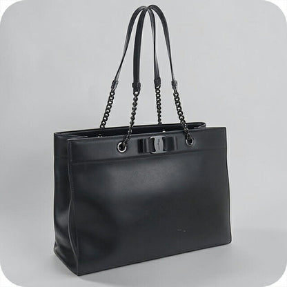 中古 フェラガモ トートバッグ レディース ブランド FERRAGAMO ヴァラリボン 21 H500 ブラック USDFR114978011