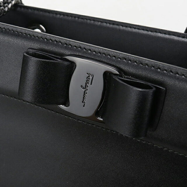 中古 フェラガモ トートバッグ レディース ブランド FERRAGAMO ヴァラリボン 21 H500 ブラック USDFR114978011