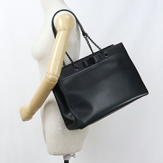 中古 フェラガモ トートバッグ レディース ブランド FERRAGAMO ヴァラリボン 21 H500 ブラック USDFR114978011