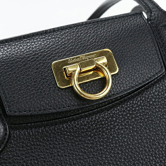 中古 フェラガモ トートバッグ レディース ブランド FERRAGAMO ガンチーニ 21 1376 ブラック USDFR115073011