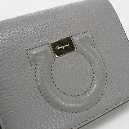 中古 フェラガモ 二つ折り財布 二折財布 コンパクト レディース ブランド FERRAGAMO ガンチーニ 22 D514 グレー USDFR116047011
