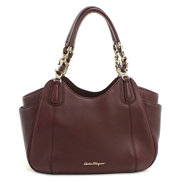 中古 フェラガモ ハンドバッグ レディース ブランド FERRAGAMO ガンチーニ 21 F077 ワインレッド USDFR116656011