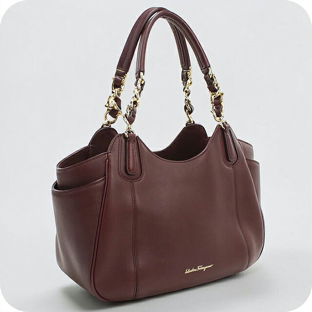 中古 フェラガモ ハンドバッグ レディース ブランド FERRAGAMO ガンチーニ 21 F077 ワインレッド USDFR116656011