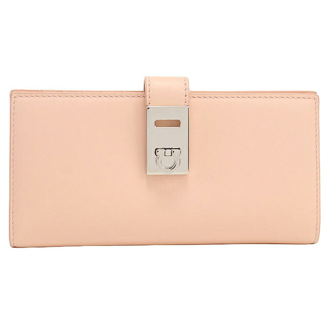 中古 フェラガモ 長財布二折 レディース ブランド FERRAGAMO ガンチーニ Hug 長財布 22 0522 ピンク USDFR117182011