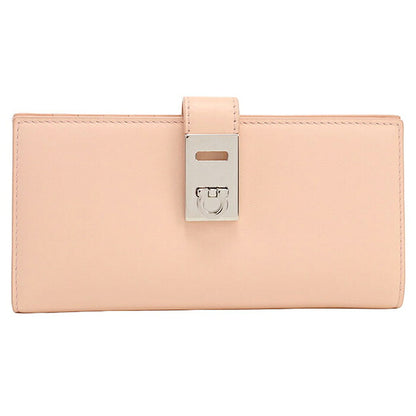 中古 フェラガモ 長財布二折 レディース ブランド FERRAGAMO ガンチーニ Hug 長財布 22 0522 ピンク USDFR117182011