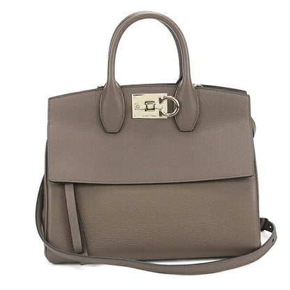 中古 フェラガモ ハンドバッグ レディース ブランド FERRAGAMO ガンチーニ ステューディオバッグ スモール 21H159 グレー USDFR117230011