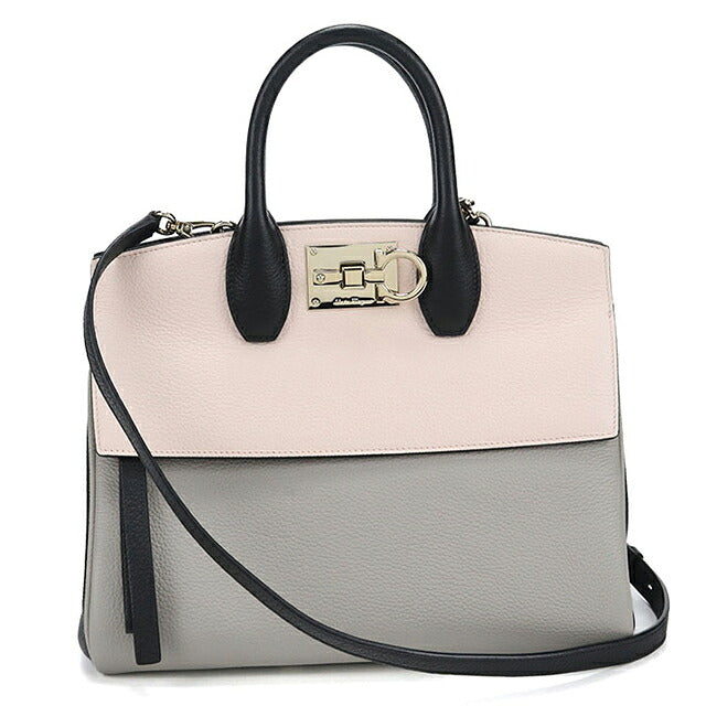 中古 フェラガモ トートバッグ レディース ブランド FERRAGAMO ガンチーニ 2WAY 21 H159 グレー USDFR117254011