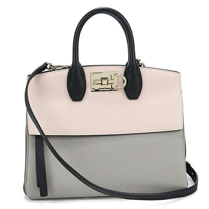 中古 フェラガモ トートバッグ レディース ブランド FERRAGAMO ガンチーニ 2WAY 21 H159 グレー USDFR117254011