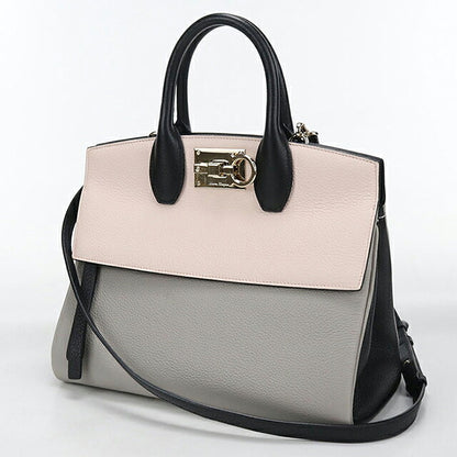 中古 フェラガモ トートバッグ レディース ブランド FERRAGAMO ガンチーニ 2WAY 21 H159 グレー USDFR117254011