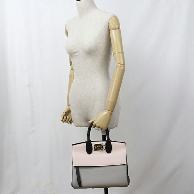 中古 フェラガモ トートバッグ レディース ブランド FERRAGAMO ガンチーニ 2WAY 21 H159 グレー USDFR117254011