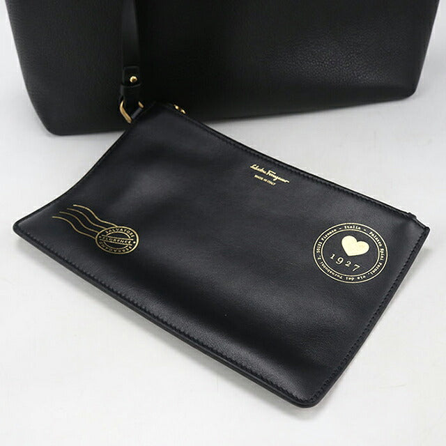 中古 フェラガモ トートバッグ レディース ブランド FERRAGAMO ガンチーニ 21 I376 ブラック USDFR117257011