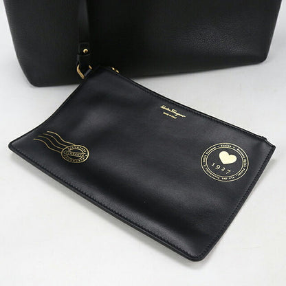 中古 フェラガモ トートバッグ レディース ブランド FERRAGAMO ガンチーニ 21 I376 ブラック USDFR117257011