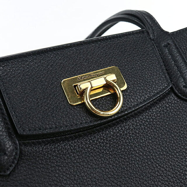 中古 フェラガモ トートバッグ レディース ブランド FERRAGAMO ガンチーニ 21 I376 ブラック USDFR117257011