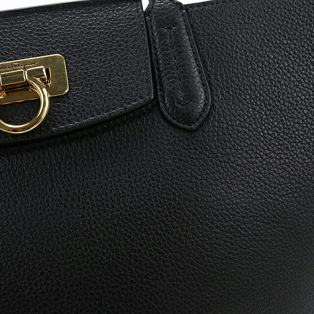 中古 フェラガモ トートバッグ レディース ブランド FERRAGAMO ガンチーニ 21 I376 ブラック USDFR117257011