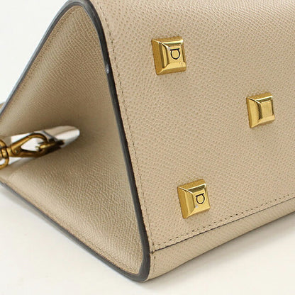 中古 フェラガモ ハンドバッグ レディース ブランド FERRAGAMO ガンチーニ スタジオボックスバッグ ミニ 2WAY 21 1424 ベージュ USDFR117675011