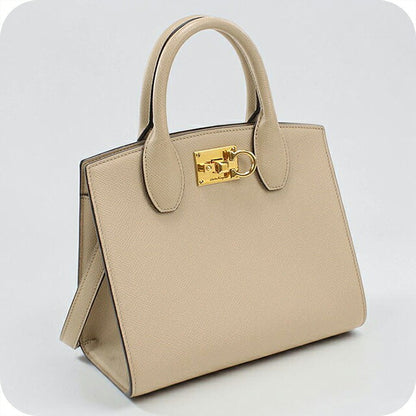 中古 フェラガモ ハンドバッグ レディース ブランド FERRAGAMO ガンチーニ スタジオボックスバッグ ミニ 2WAY 21 1424 ベージュ USDFR117675011