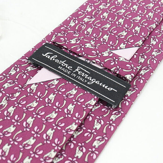 中古 フェラガモ ネクタイ メンズ ブランド FERRAGAMO  シルクプリント 35 5300 604214 パープル USDFR118875011