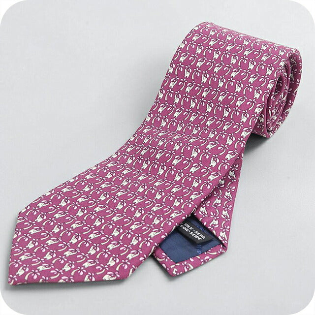 中古 フェラガモ ネクタイ メンズ ブランド FERRAGAMO  シルクプリント 35 5300 604214 パープル USDFR118875011
