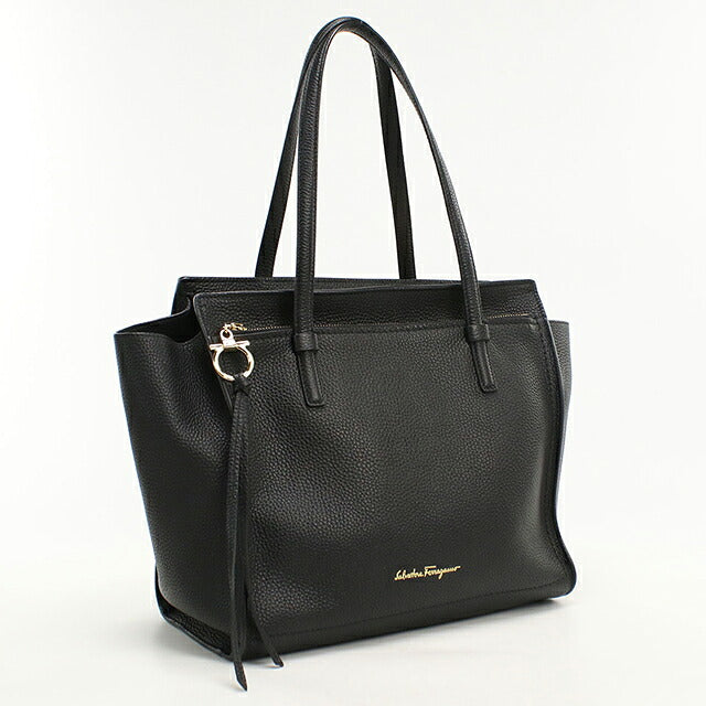 中古 フェラガモ トートバッグ レディース ブランド FERRAGAMO ガンチーニ  21 F216 ブラック USDFR119637011