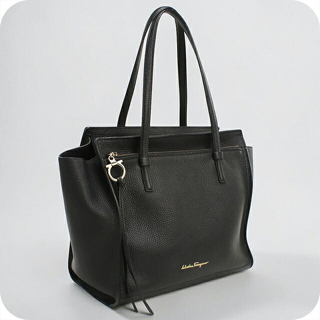 中古 フェラガモ トートバッグ レディース ブランド FERRAGAMO ガンチーニ  21 F216 ブラック USDFR119637011