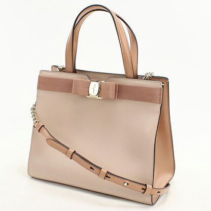 中古 フェラガモ トートバッグ レディース ブランド FERRAGAMO ヴァラリボン 2WAY 21 I290 ピンク USDFR119739011