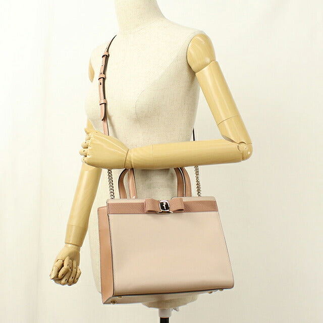 中古 フェラガモ トートバッグ レディース ブランド FERRAGAMO ヴァラリボン 2WAY 21 I290 ピンク USDFR119739011