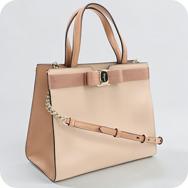 中古 フェラガモ トートバッグ レディース ブランド FERRAGAMO ヴァラリボン 2WAY 21 I290 ピンク USDFR119739011