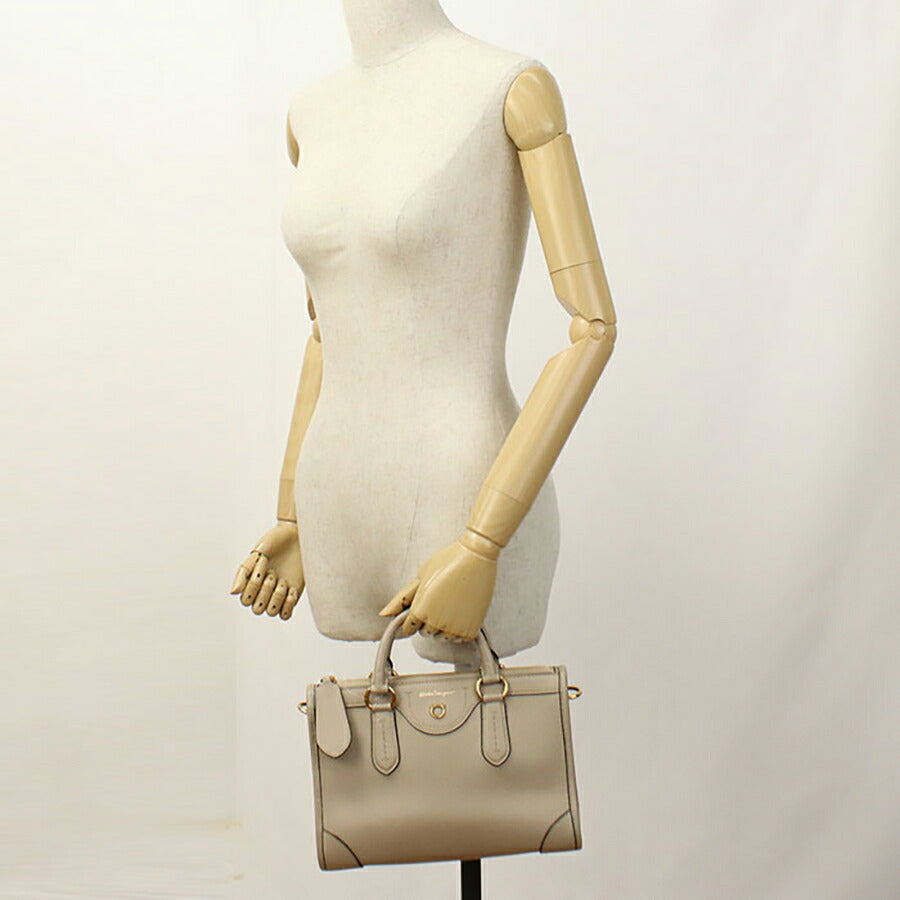 中古 フェラガモ ハンドバッグ レディース ブランド FERRAGAMO ガンチーニ 2WAY 21 0388 ベージュ バッグ USDFR95582011