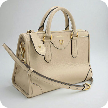 中古 フェラガモ ハンドバッグ レディース ブランド FERRAGAMO ガンチーニ 2WAY 21 0388 ベージュ バッグ USDFR95582011