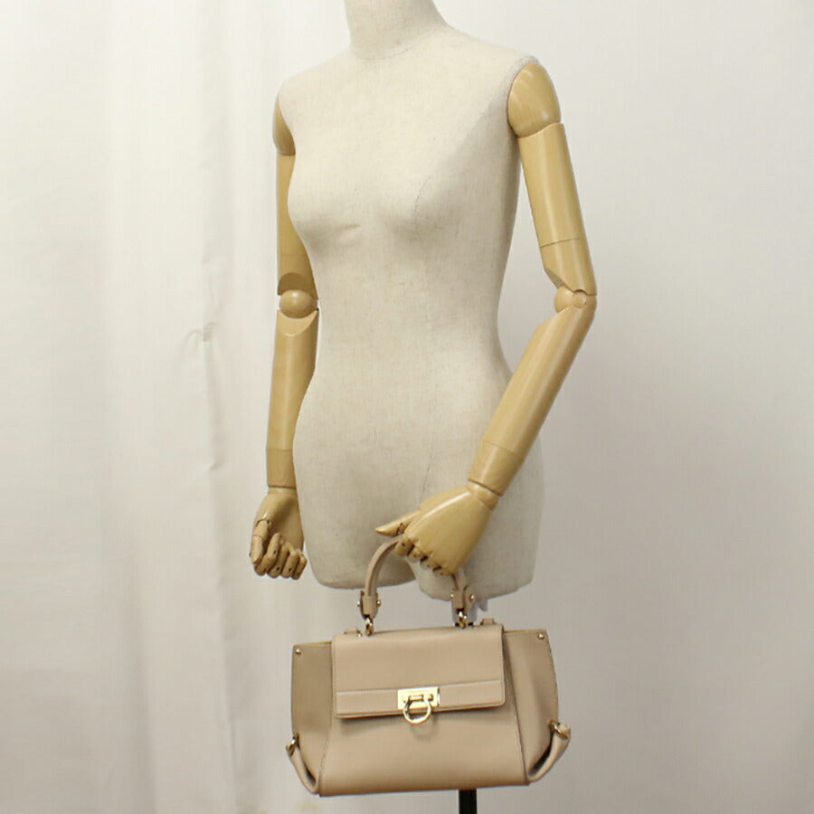 中古 フェラガモ ハンドバッグ レディース ブランド FERRAGAMO ガンチーニ 2WAY 21 F628 ベージュ バッグ USDFR95761011