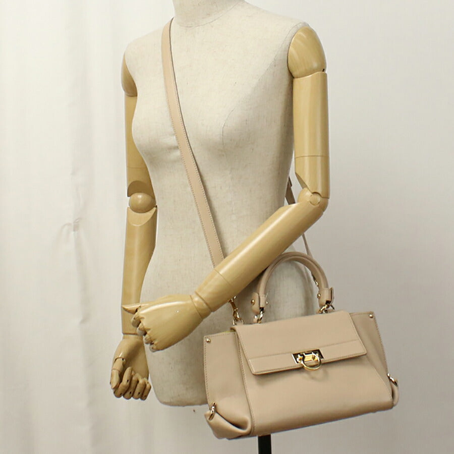 中古 フェラガモ ハンドバッグ レディース ブランド FERRAGAMO ガンチーニ 2WAY 21 F628 ベージュ バッグ USDFR95761011