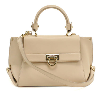 中古 フェラガモ ハンドバッグ レディース ブランド FERRAGAMO ガンチーニ 2WAY 21 F628 ベージュ バッグ USDFR95761011