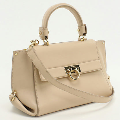 中古 フェラガモ ハンドバッグ レディース ブランド FERRAGAMO ガンチーニ 2WAY 21 F628 ベージュ バッグ USDFR95761011