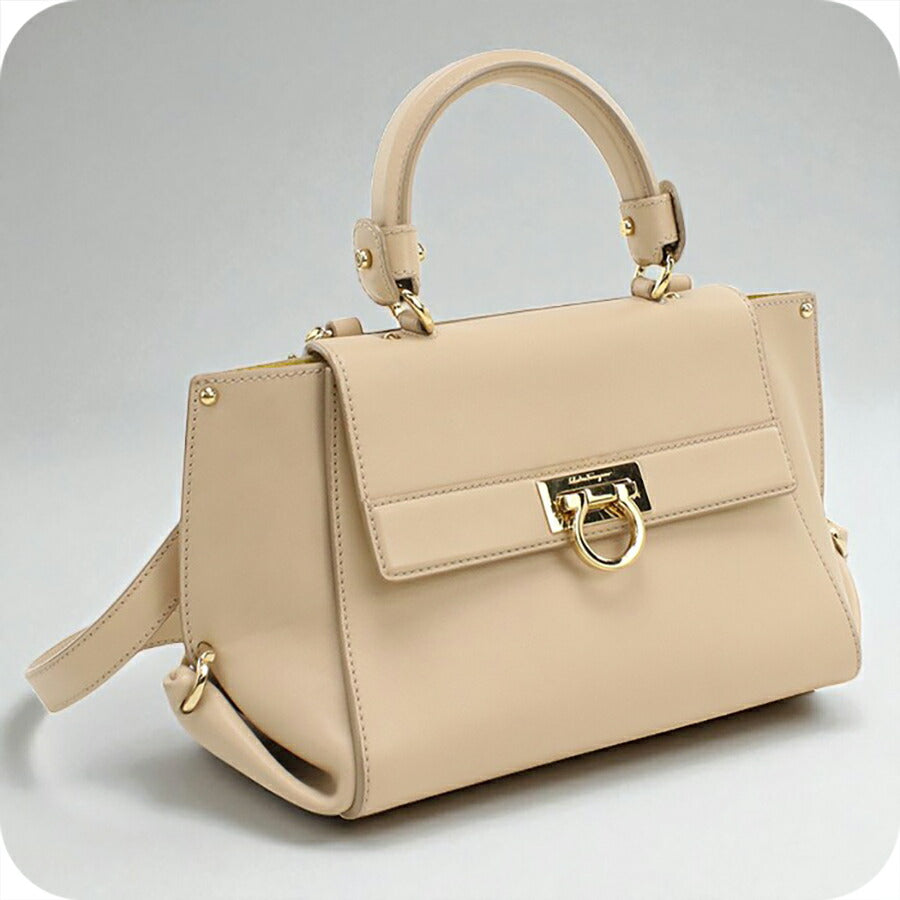 中古 フェラガモ ハンドバッグ レディース ブランド FERRAGAMO ガンチーニ 2WAY 21 F628 ベージュ バッグ USDFR95761011