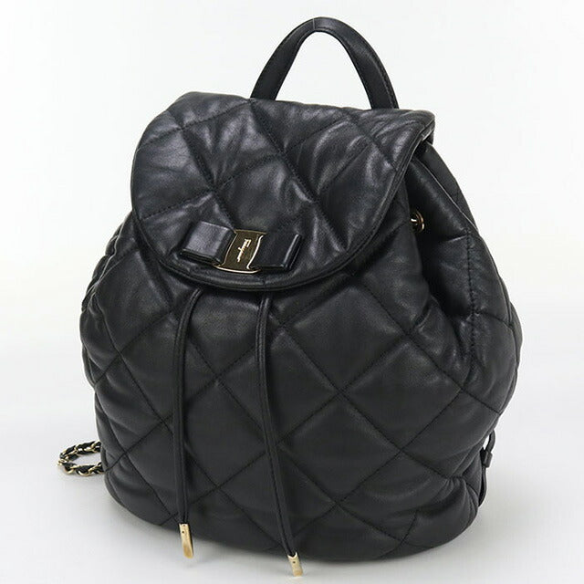 中古 フェラガモ リュック レディース ブランド FERRAGAMO ヴァラ バックパック レザー 21 F734 ブラック バッグ USDFR95929011