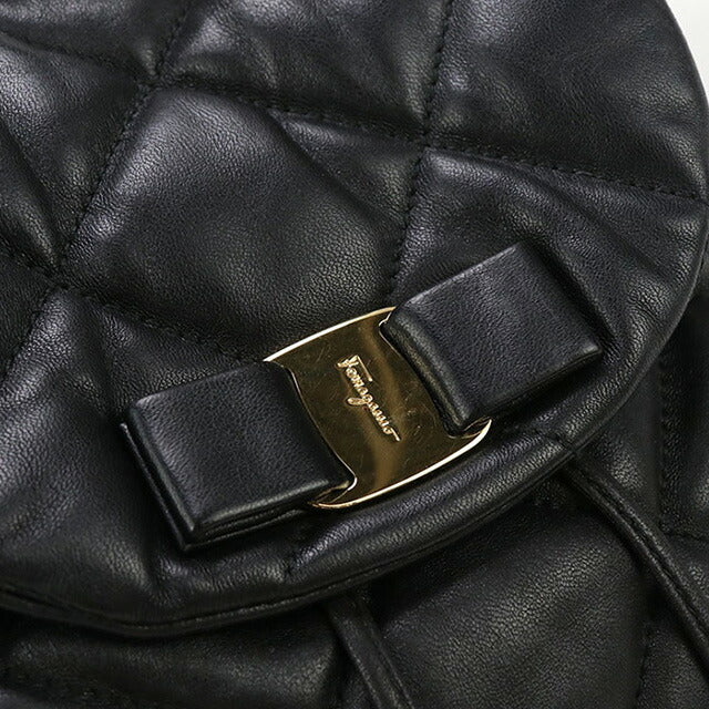 中古 フェラガモ リュック レディース ブランド FERRAGAMO ヴァラ バックパック レザー 21 F734 ブラック バッグ USDFR95929011