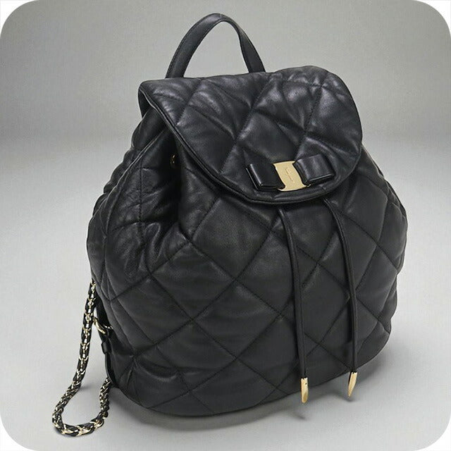 中古 フェラガモ リュック レディース ブランド FERRAGAMO ヴァラ バックパック レザー 21 F734 ブラック バッグ USDFR95929011