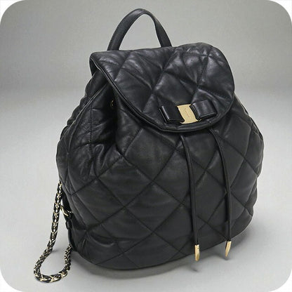 中古 フェラガモ リュック レディース ブランド FERRAGAMO ヴァラ バックパック レザー 21 F734 ブラック バッグ USDFR95929011