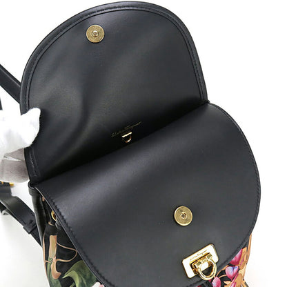 中古 フェラガモ リュック レディース ブランド FERRAGAMO ガンチーニ バックパック 21 H987 ブラック バッグ USDFR96668011