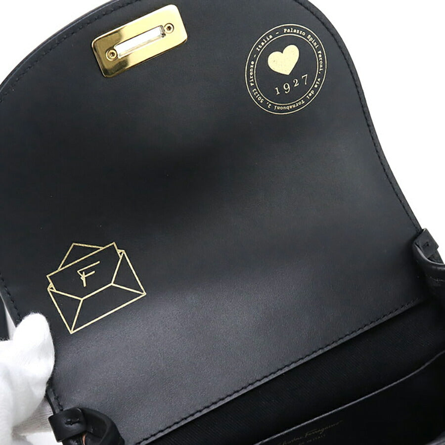 中古 フェラガモ リュック レディース ブランド FERRAGAMO ガンチーニ バックパック 21 H987 ブラック バッグ USDFR96668011