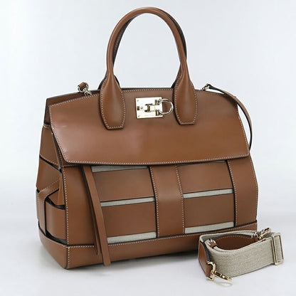 中古 フェラガモ トートバッグ レディース ブランド FERRAGAMO ガンチーニ 2WAY 21 H900 ブラウン バッグ USDFR96736011