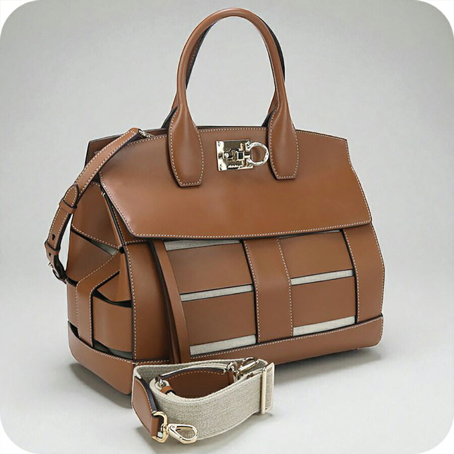 中古 フェラガモ トートバッグ レディース ブランド FERRAGAMO ガンチーニ 2WAY 21 H900 ブラウン バッグ USDFR96736011