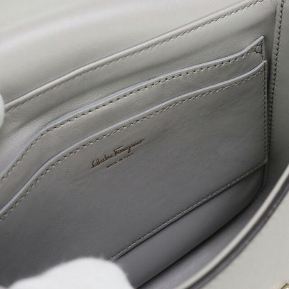 中古 フェラガモ 斜め掛け ショルダーバッグ レディース ブランド FERRAGAMO ガンチーニ レザー 21 H004 グレー バッグ USDFR96901011