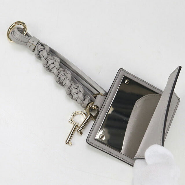 中古 フェラガモ 斜め掛け ショルダーバッグ レディース ブランド FERRAGAMO ガンチーニ レザー 21 H004 グレー バッグ USDFR96901011