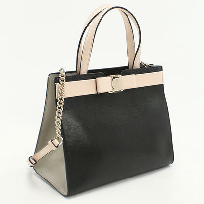 中古 フェラガモ トートバッグ レディース ブランド FERRAGAMO ヴァラ リボン 2WAY 21 1290 ブラック バッグ USDFR97346011