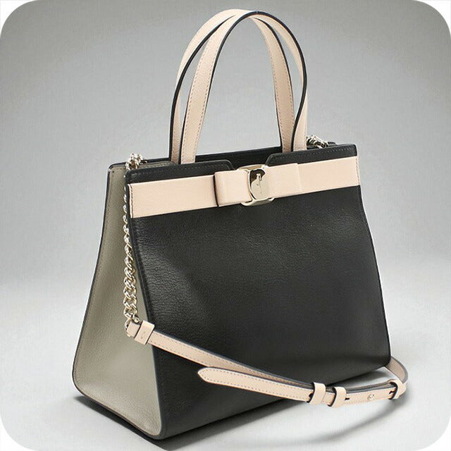 中古 フェラガモ トートバッグ レディース ブランド FERRAGAMO ヴァラ リボン 2WAY 21 1290 ブラック バッグ USDFR97346011